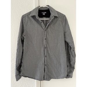 H&M Grey and White Pin Stripe Button Down